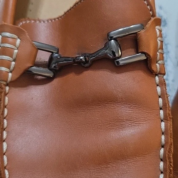 Foot Joy Men's Brown Faux? Leather Loafers Bridle Bit Accent Sz 9 GUC - Picture 6 of 14